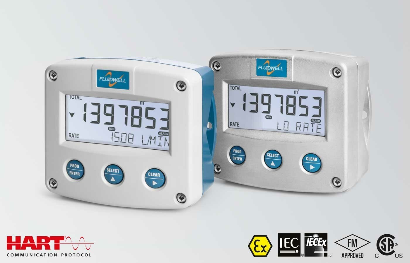 FLUIDWELL F018 Intrinsically safe - Flow rate Monitor / Totalizer | with linearization | pulse/alarm and analog outputs | HART communication