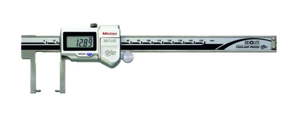 Mitutoyo 573-652-20 | Digital ABS Neck Point Jaw Caliper | Series 573 | With Thumb Roller and Data Output | Resolution 0.01 mm | Range 0 to 150 mm | Weight 157 g