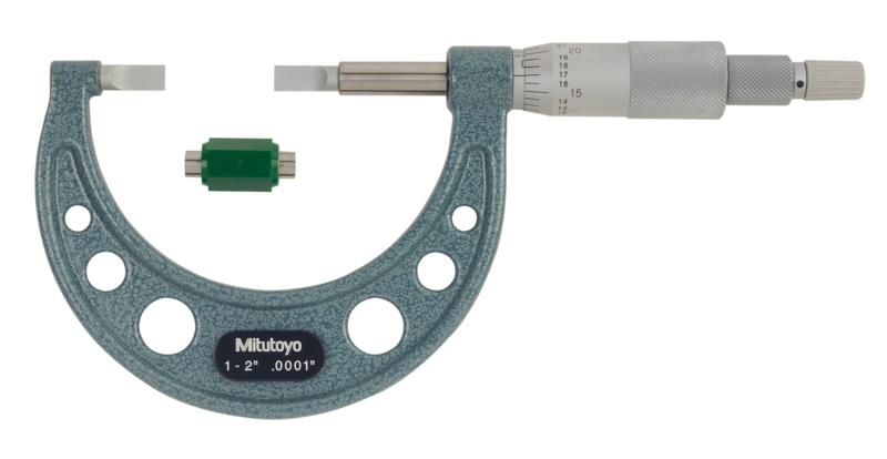 Mitutoyo 122-126 Blade Micrometer, Hardened Steel Blade 1-2", 0.75mm Blade