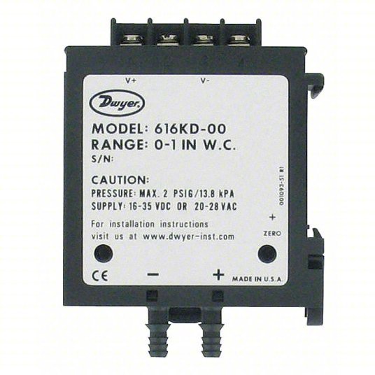 Differential Transmitter | Range 0 in wc to 20 in wc | For Surface-Mounting | 0 to 10V DC/0 to 5V DC