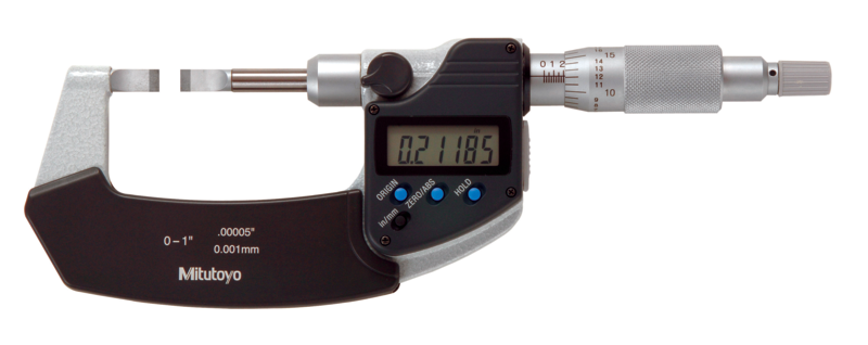 Mitutoyo 422-370-30 Digital Blade Micrometer, Blade=0.75mm
Carbide-Tipped, Inch/Metric, 0-1"