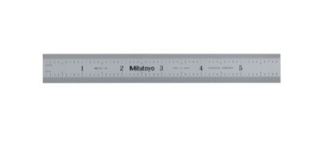 Mitutoyo 182-106 | Steel Rule | Wide Rigid Rule | Series 182 | Inch or Metric | Accuracy ±0.006 inch or ±0.15 mm | Width 0.75 inch | Range 0 to 6 inch