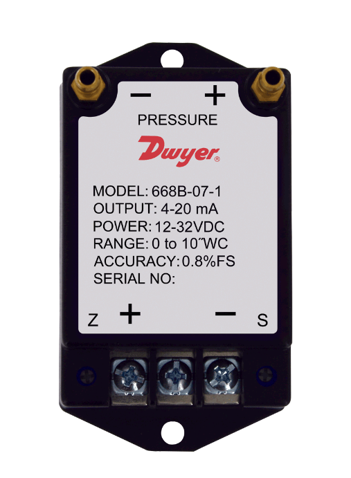 Dwyer Instruments 668B-06-2 | Differential Pressure Transmitter | -06-2;Front Connection;0-10 VDC;0-5in w.c.
