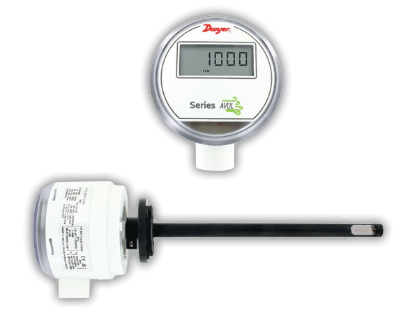 Dwyer Instruments AVUL-3DA1-LCD | Air velocity transmitter | 3% of reading accuracy | Duct mount | Universal current/voltage outputs with LCD