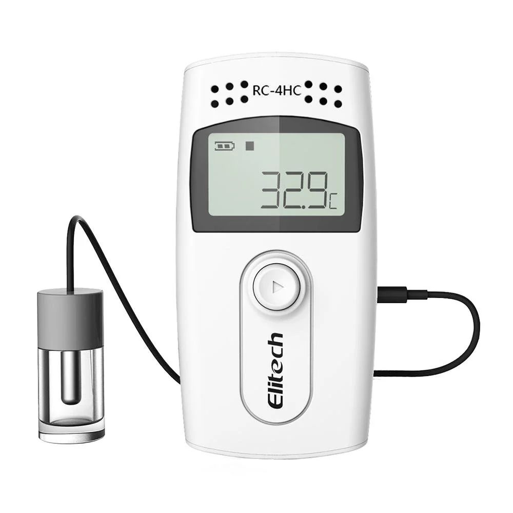 Elitech RC-4G | Temperature Data Logger Recorder | With Glycol Bottle Temperature Sensor | Audio Alarm | MAXMIN Display