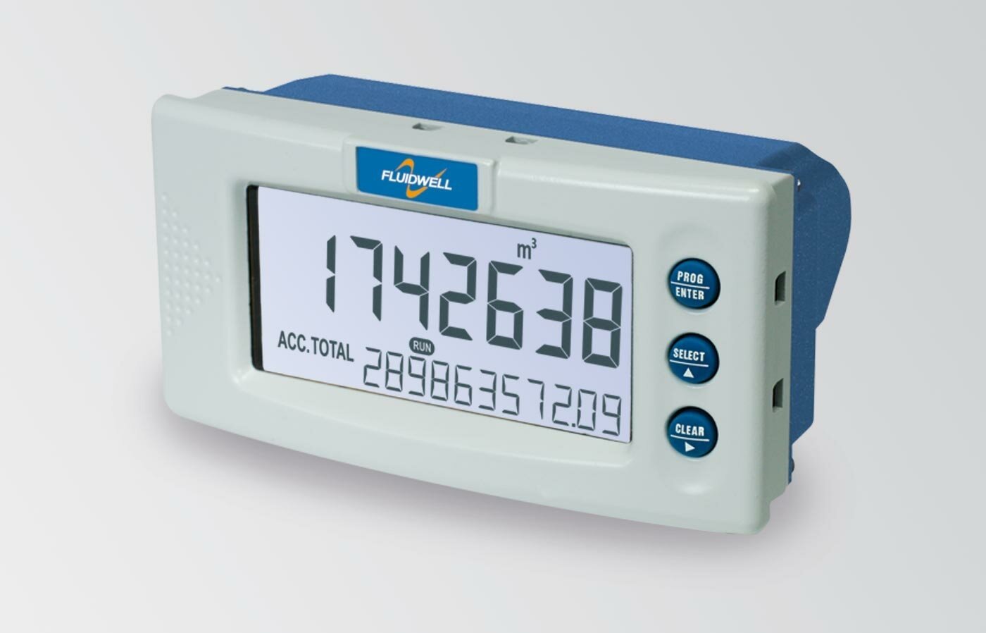 FLUIDWELL D011 DIN Panel mount - Totalizer | with resettable total and non-resettable accumulated total | Ambient temperature: -40°C to +80°C (-40°F to 176°F).