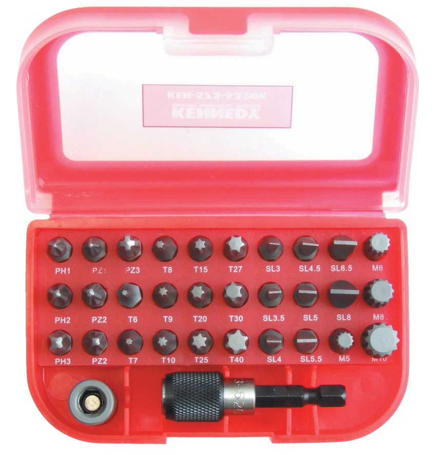 Kennedy KEN5736320K | 32 Piece Crosspoint | Pozidrive | Slotted | Spline |Torx | Screwdriver Bit Set