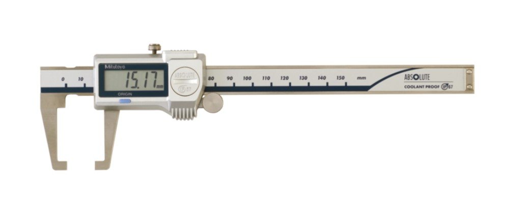 Mitutoyo 573-651-20 | Digital ABS Neck Caliper | Series 573 | With Thumb Roller and Data Output | Resolution 0.01 mm | Range 0 to 150 mm | Weight 157 g