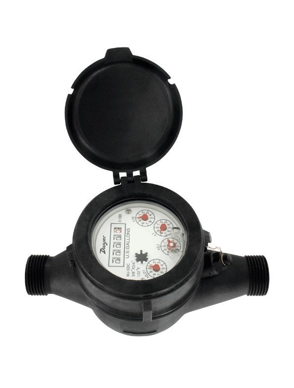 Dwyer Instruments WPTN-A-C-02-1 | Multi-Jet plastic water meter with NSF Approval | 5/8" X 3/4" pipe size with 1 gallon pulse output