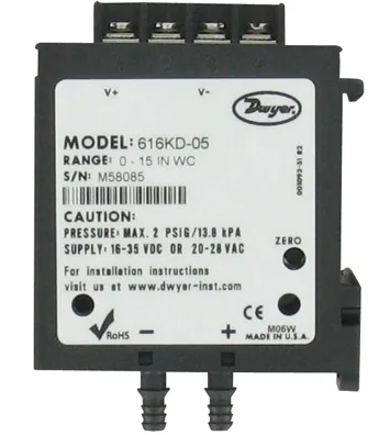 Dwyer Instruments 616KD-07-V | Differential Pressure Transmitter | 0-25 in. WC | 0-10V Output | 616KD Series