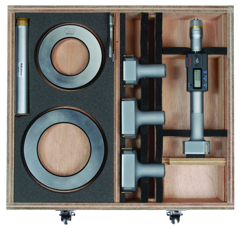 Mitutoyo 468-979 Digital 3-Point Internal Micrometer Set 2-4", Interchange. Head IP65, TIN