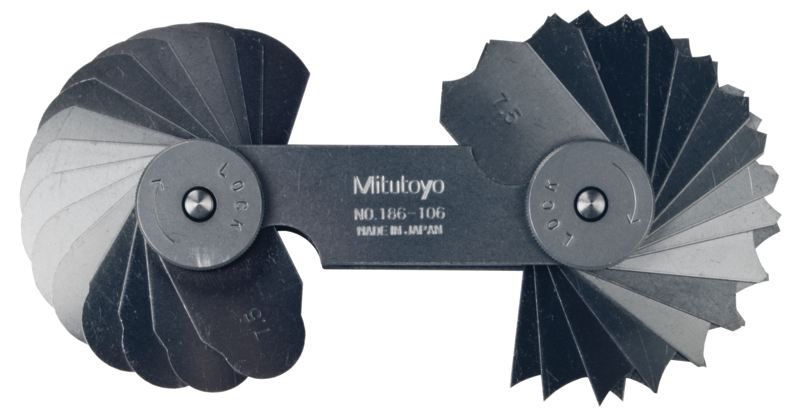 Mitutoyo 186-106 Radius Gauge 7.5-15mm, 32 Pairs