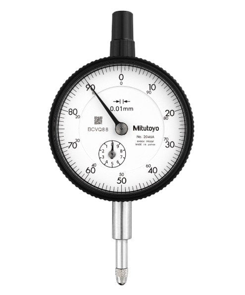 Mitutoyo 2046AB-11 | Dial Gauge | Flat Back | ANSI/AGD Type | Jewelled Bearing | Graduation 0.01 mm | Range 10 mm