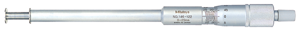 Mitutoyo 146-122 Groove Micrometer, Rotating Spindle 0-25mm, 12.7mm Flange