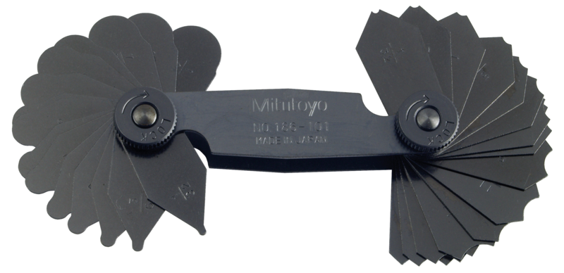 Mitutoyo 186-101 Radius Gauge 1/32-1/4", 15 pairs