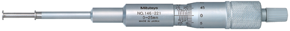 Mitutoyo 146-221 Groove Micrometer, Non-Rotating Spindle 0-25mm, 6.35mm Flange