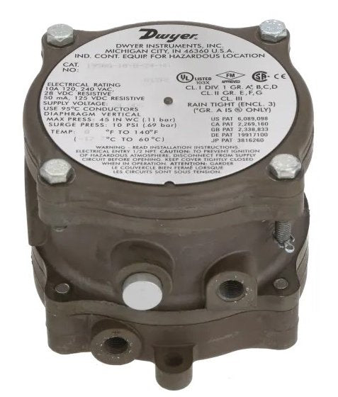Dwyer Instruments 1950G-10-B-24-NA | Differential Pressure Switch | Explosion Proof | 3-11in w.c.