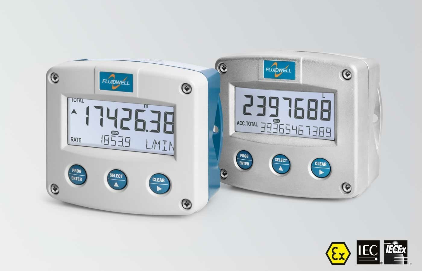 FLUIDWELL F115 Intrinsically safe - Bi-directional Flow rate Indicator / Totalizer | with analog, pulse signal and flow direction outputs