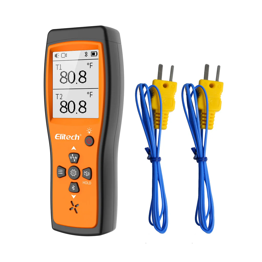 Elitech ICT-220 | Dual Digital Thermocouple Temperature Thermometer | With 2 K-Type Thermocouple Probe | Wide Range -58~932°F | 2 K-Type Thermocouples Measurement -58 To 482°F, ICT-220