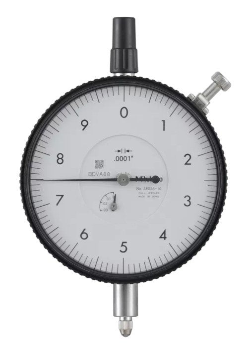 Mitutoyo 3802AB-10 | Dial Gauge | Flat Back | ANSI/AGD Type | Series 3 | Jewelled Bearing | Graduation 0.0001 inch | Range 0.025 inch