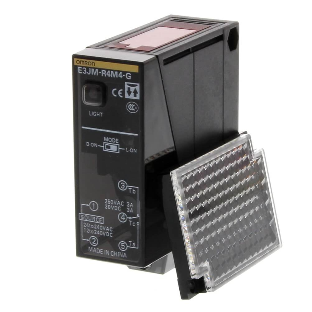 OMRON E3JM-R4M4T-G | Photoelectric sensor, retro-reflective, 4m, AC/DC, relay, timer 5s