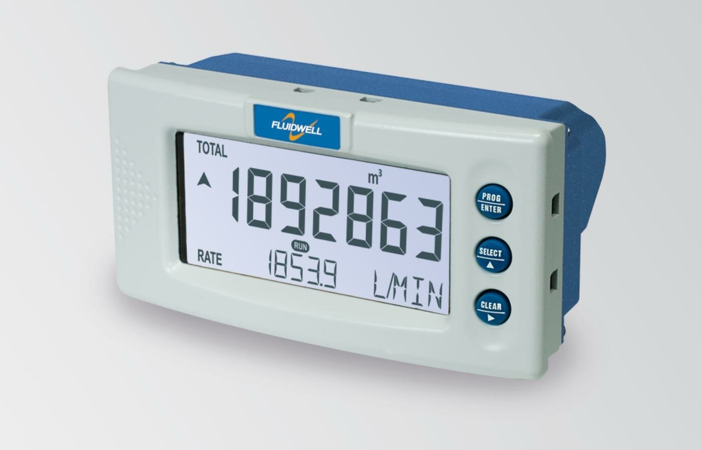 FLUIDWELL D012 DIN Panel mount - Flow rate Indicator / Totalizer | Displays flow rate and total simultaneously | Ambient temperature -40°C up to +80°C (-40°F up to 176°F).