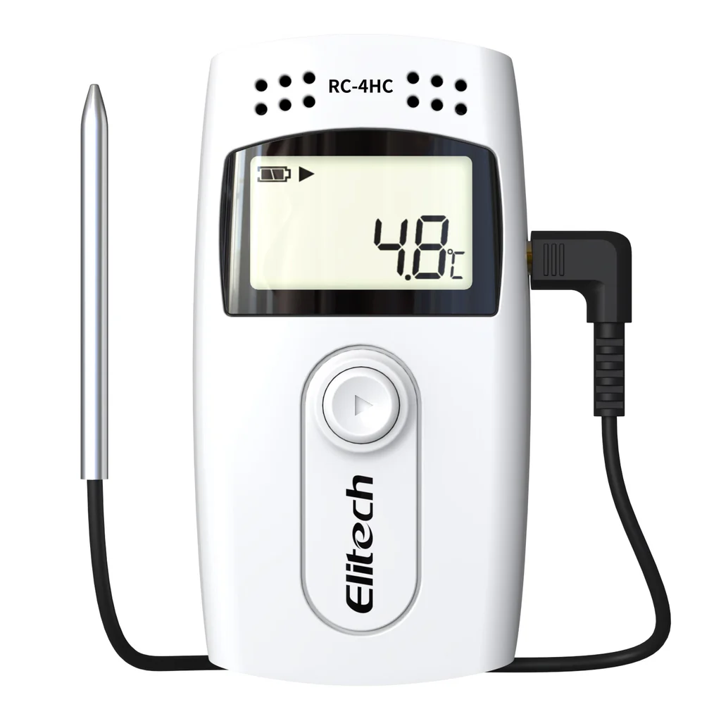 Elitech RC-4HC | Digital Temperature And Humidity Data Logger | Temp Recorder With External Sensors Audio Alarm