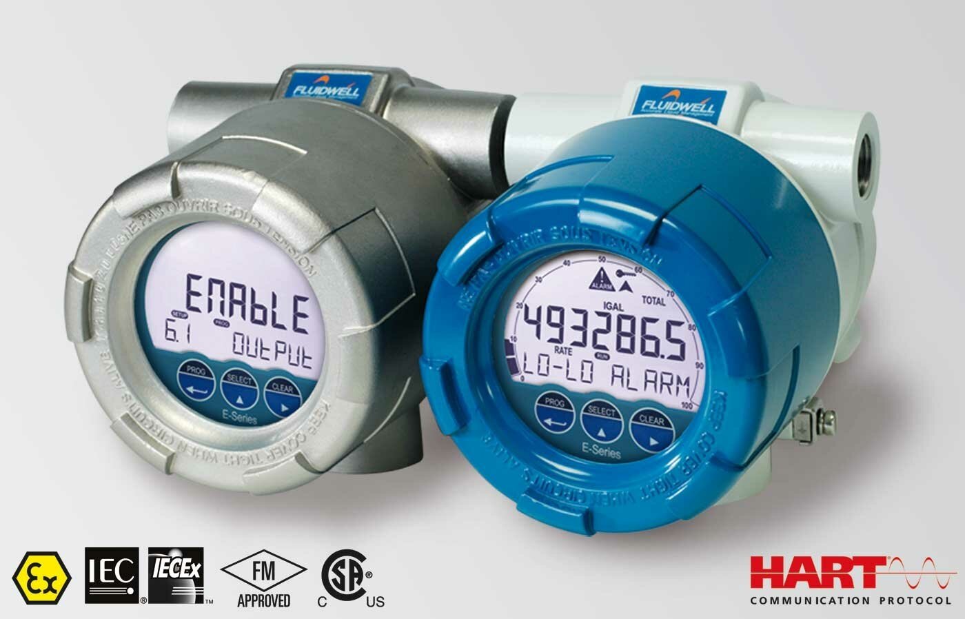 FLUIDWELL E018 Explosion proof - Flow rate Monitor / Totalizer | with linearization, high / low alarms | analog and pulse signal outputs and HART Communication