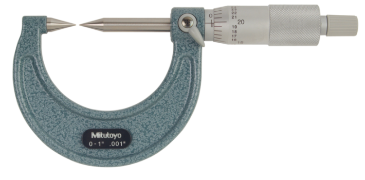 Mitutoyo 112-225 Point Micrometer with Hardened Tip 0-1", 30° Tip