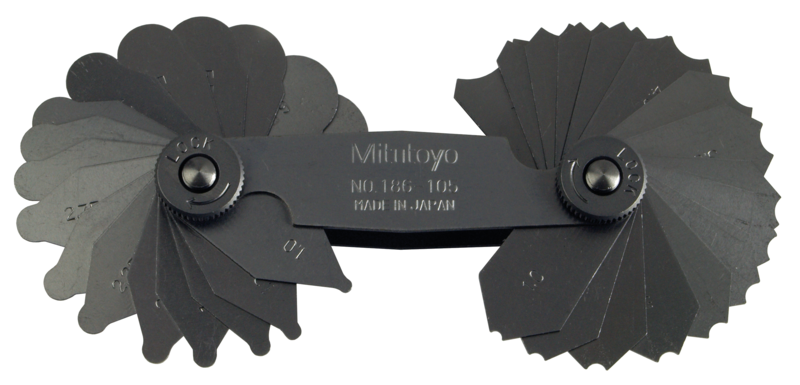 Mitutoyo 186-105 Radius Gauge 1-7mm, 34 Pairs