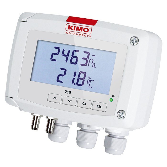 Temperature and differential pressure transmitter, Range from -10 000 to +10 000 Pa