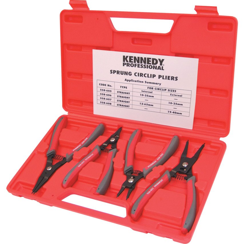 Kennedy 10-65mm SPRUNG CIRCLIP PLIER SET (4-PCE)