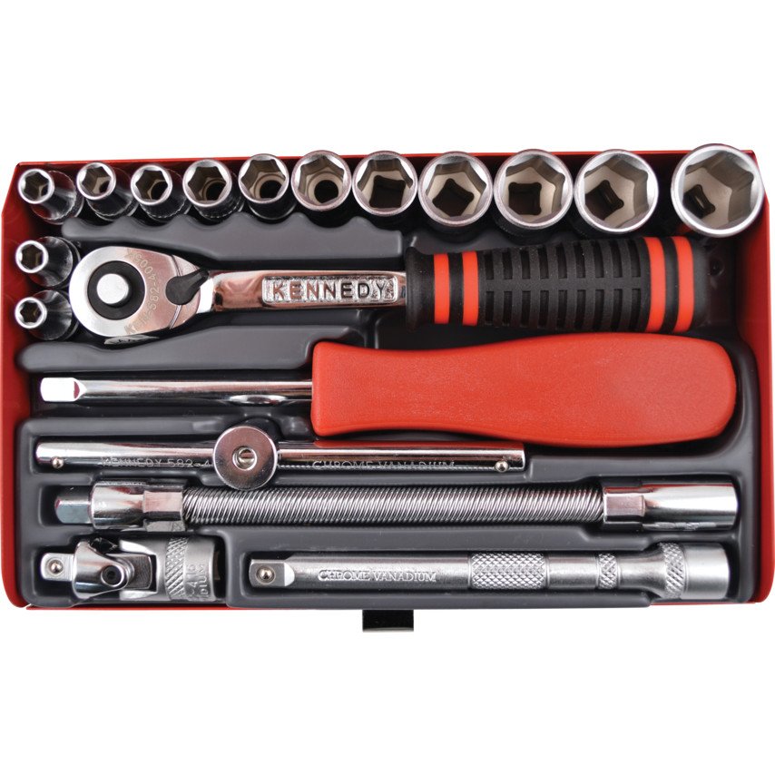 Kennedy-Pro - 1/4 inch Drive, MINI MM 19-PCE SOCKET SET - 6 Points