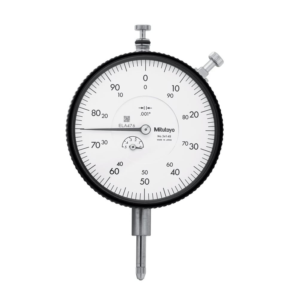 Mitutoyo 3414S Large Diameter Dial Indicator, Range 0.5", Graduation .001"