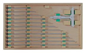 Mitutoyo  129-150 Depth Micrometer, Interchangeable Rods 0-12", 4" Base