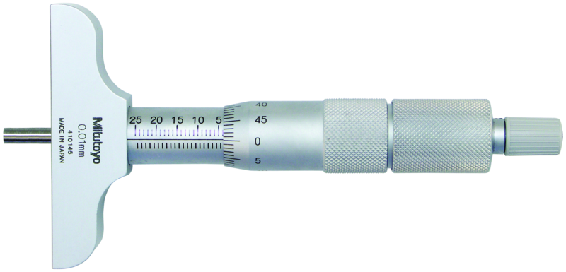 Mitutoyo 129-153 Depth Micrometer, Interchangeable Rods 0-300mm, 101mm Base