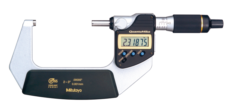 Mitutoyo 293-182-30 | Digital Micrometer QuantuMike IP65 Inch/Metric | Range 2 - 3" (50.8 - 76.2 mm)