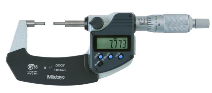 Mitutoyo 331-351-30 Digital Spline Micrometer IP65 Inch/Metric, 0-1", 3mm Measuring Face