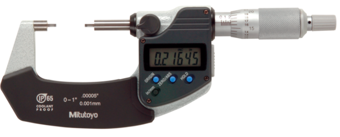 Mitutoyo 331-362-30 Digital Spline Micrometer IP65 Inch/Metric, 1-2", 2mm Measuring Face