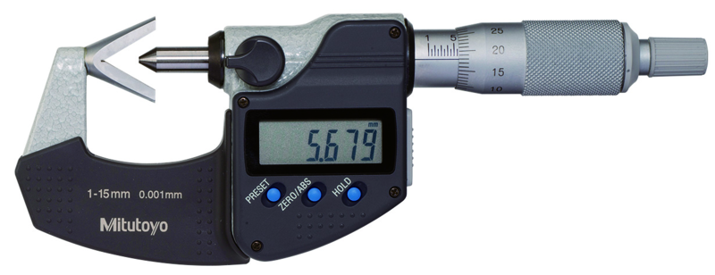 Mitutoyo 314-362-30 Digital 3 Flute V-Anvil Micrometer 0.4-1"