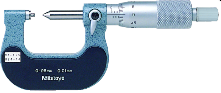 Mitutoyo 125-117 Screw Thread Micrometer 75-100mm, 1-1.75mm/24-14TPI