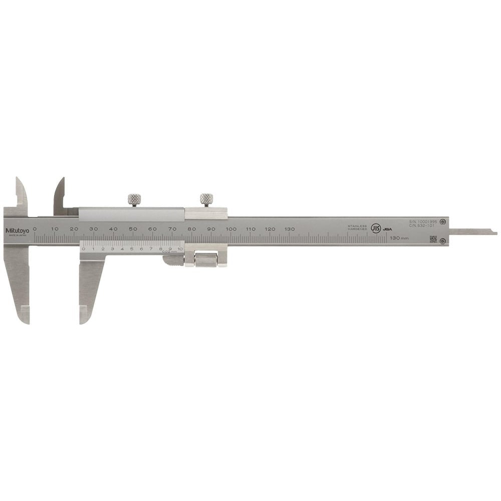 Mitutoyo 532-101 Fine Adjustment Vernier Caliper 0-130mm, Graduation 0.02 mm