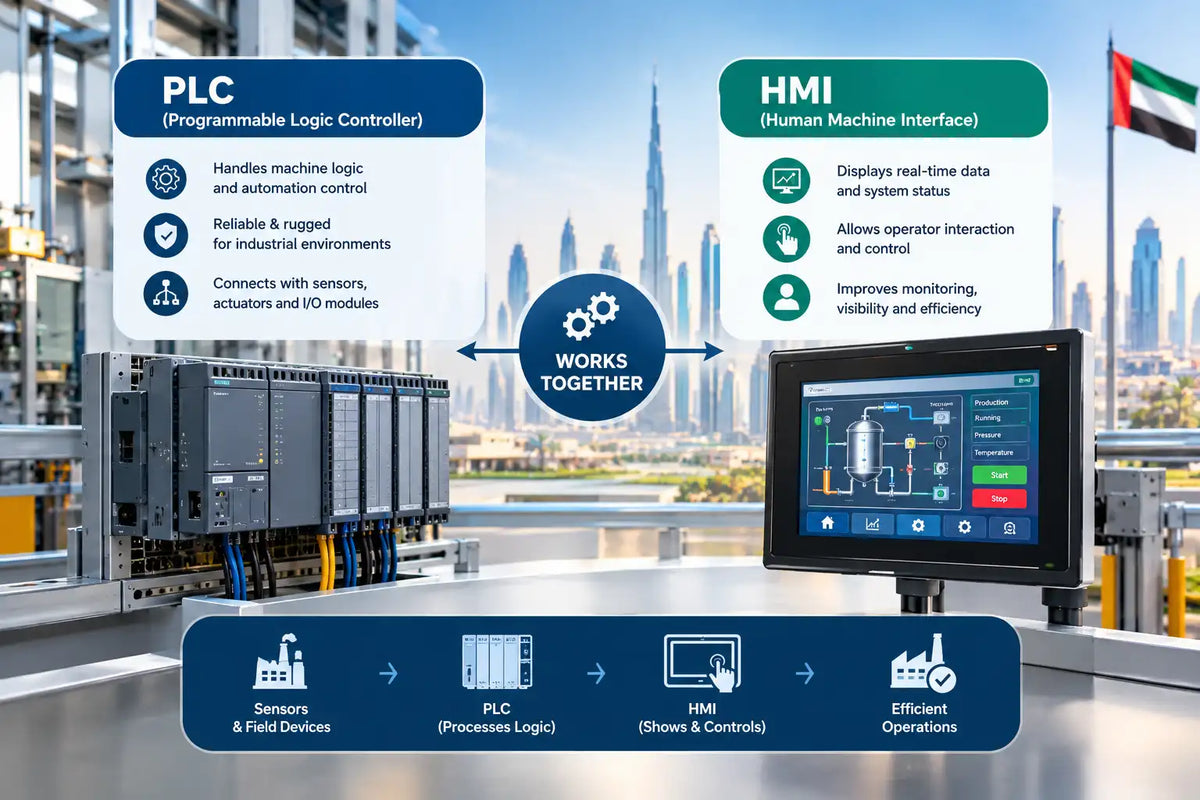 PLC vs HMI in the UAE: Understanding the Difference and How They Work Together