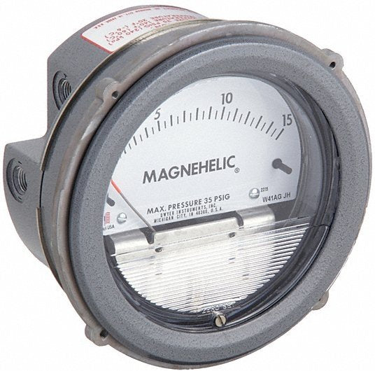 DWYER Differential Pressure Gauge | Range 1 to 0 to 1 in wc | 1/8" NPT Female | Dual Single-Side or Back