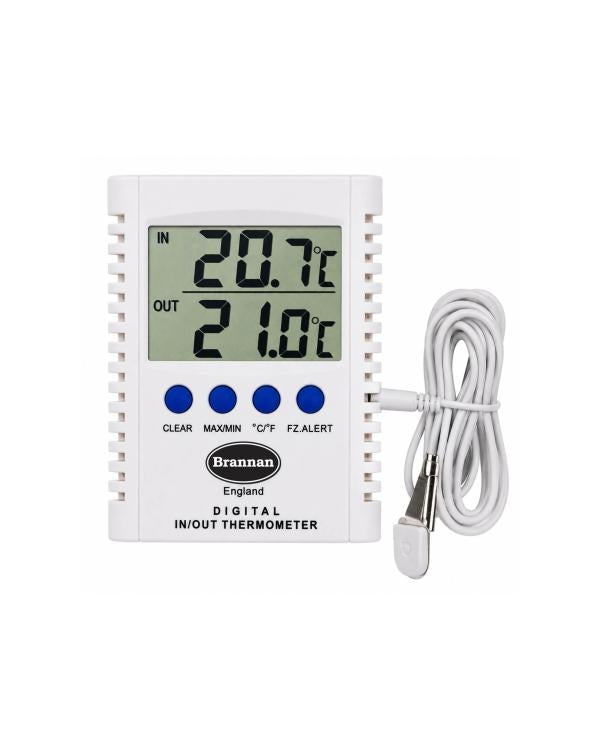 Brannan 12/412/3 | Indoor & Outdoor Max Min Thermometer | -50 to +70 °C Probe, Freeze Alert - generaltechuae