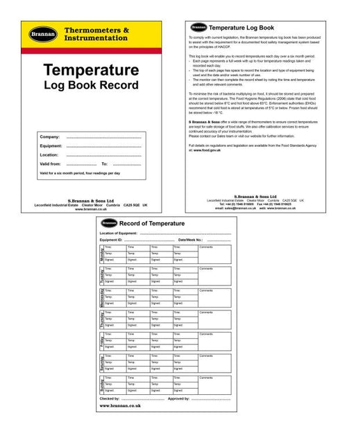 Brannan 13/090/0 | Replacement Temperature Log Book | A5, 6 months - generaltechuae (2)
