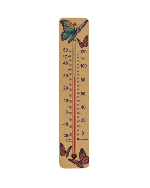 Brannan 14/223/3 | 215 mm Wood Wall Thermometer, Butterfly Design | -20 to +50 °C/°F - generaltechuae