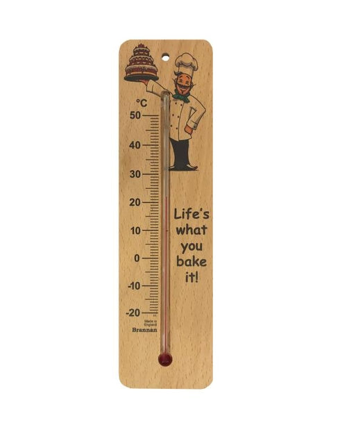 Brannan 14/227/2 | 215 mm Wide Wood Wall Thermometer, Pastry Chef Design | -20 to +50 °C - generaltechuae