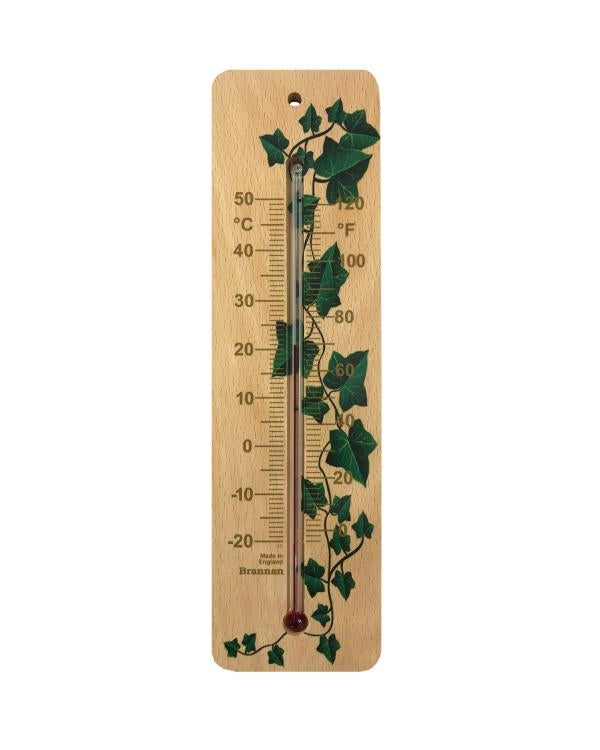 Brannan 14/228/3 | 215 mm Wide Wood Wall Thermometer, Ivy Design | -20 to +50 °C/°F - generaltechuae