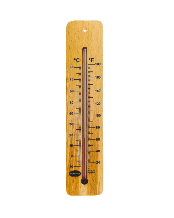 Brannan 14/250/3 | 215 mm Wood Wall Thermometer, High Range | -10 to +80 °C/°F - generaltechuae